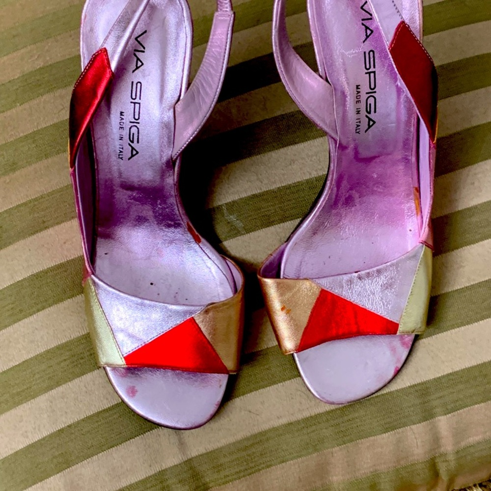 Via Spiga Women's Red and Cream Heels